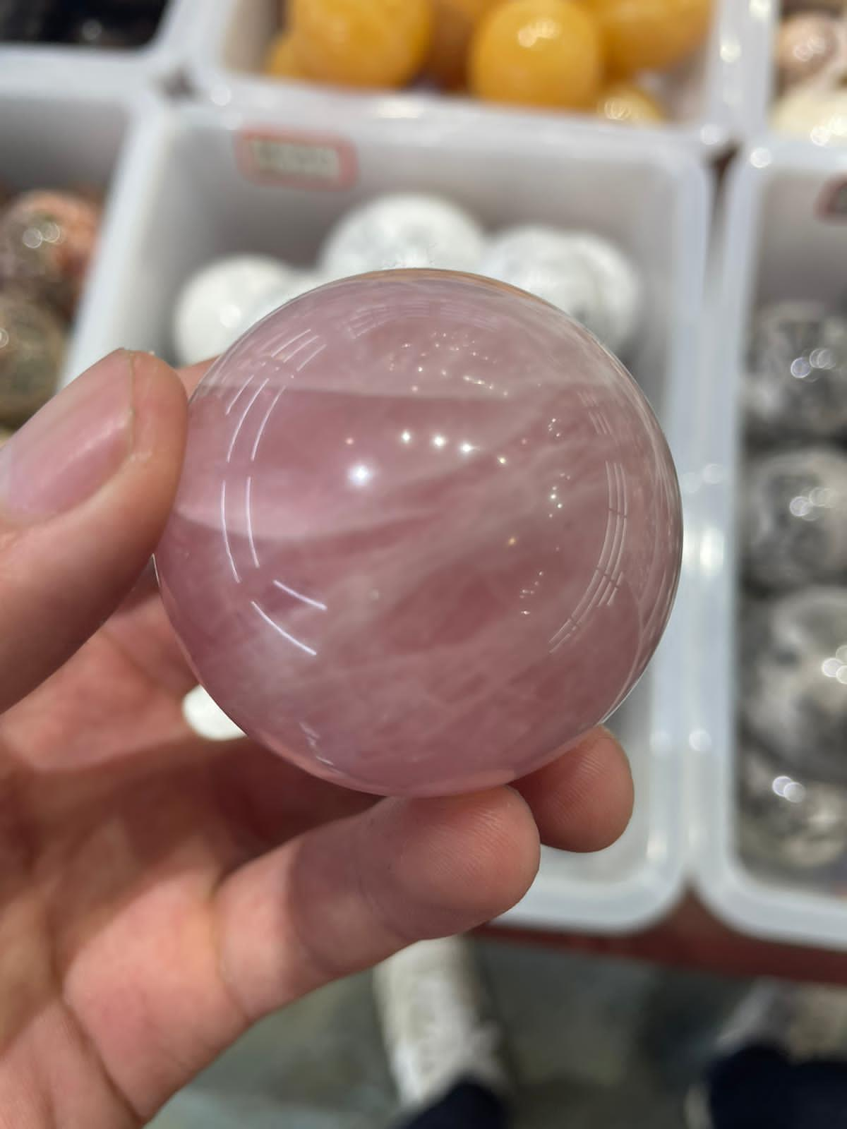 Madagascar rose quartz sphere