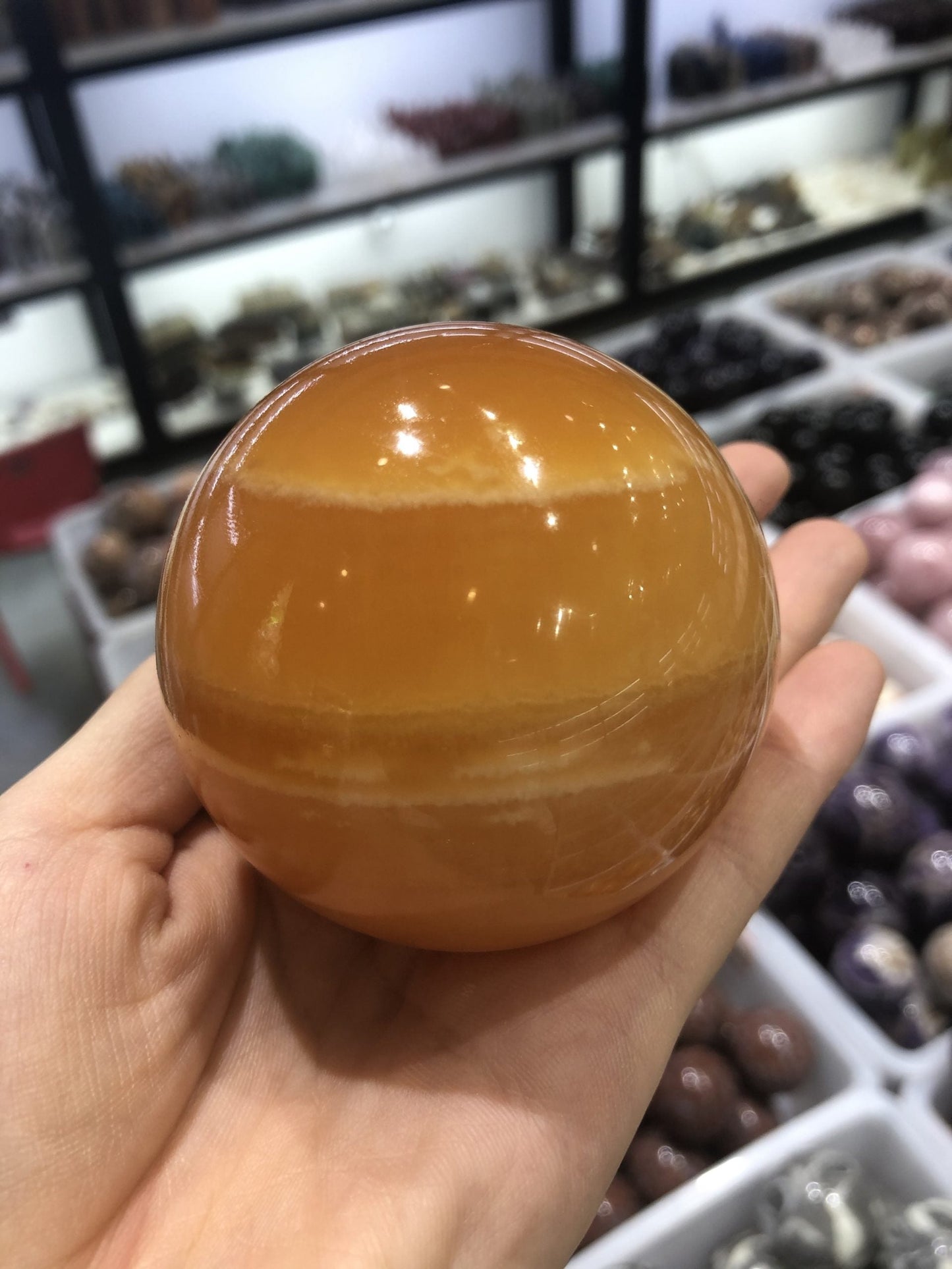 Orange calcite sphere