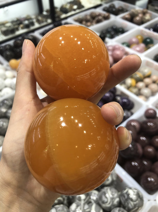 Orange calcite sphere